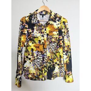 BCBGMAXAZRIA Mystical Leopard Art to Wear Shirt sz PM